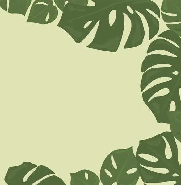 Monstera forêt tropicale feuilles de fond. Cadre vert decorati — Image vectorielle