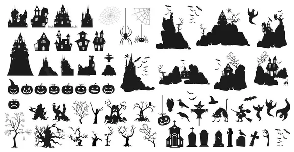 Halloween holiday constructor. Graphic template. Flat icons — Stock Vector