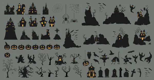 Halloween-Feiertag. Grafikvorlage. Flache Symbole — Stockvektor