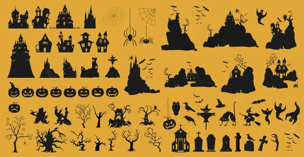 Halloween-Feiertag. Grafikvorlage. Flache Symbole — Stockvektor