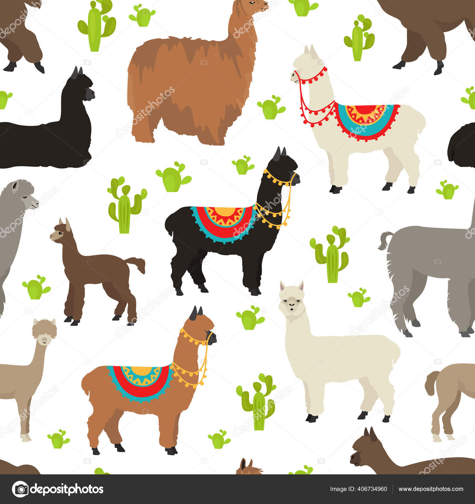 Colección Familia Camelids Diseño Gráfico Alpaca Ilustración Vectorial  Vector de stock #406734960 de ©A7880S, image size:1600x1700