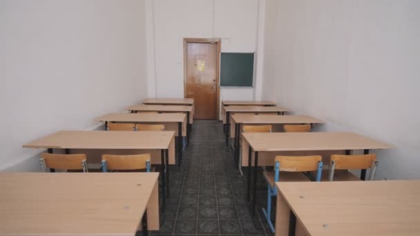 Empty classroom University, College, School, auditorium for lectures, office. — Stock Video