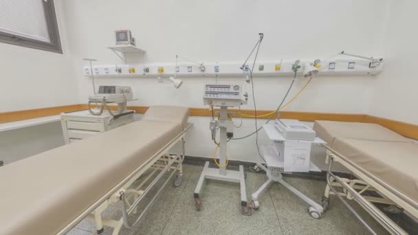 Habitación Hospital Vacía Para Pacientes Tecnología Sanitaria Equipos Médicos — Vídeos de Stock