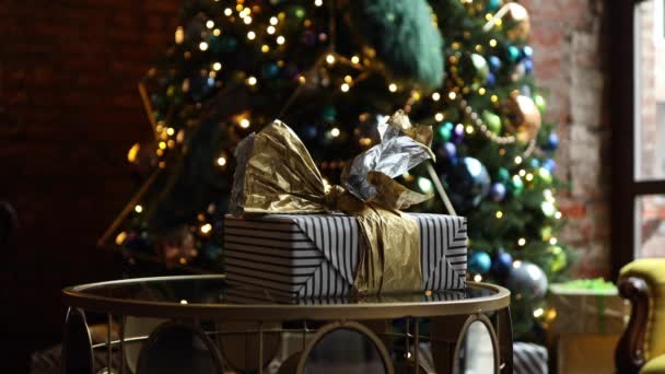 Navidad y año nuevo decoración de interiores — Vídeos de Stock