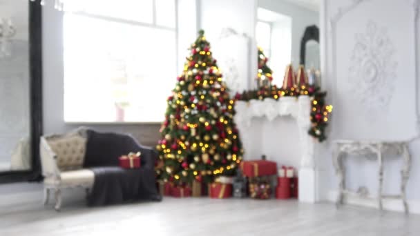Klasyczny biały Boże Narodzenie wnętrza tła — Wideo stockowe