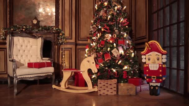 Nový rok strom dekorace — Stock video
