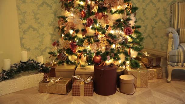 Nový rok strom dekorace — Stock video