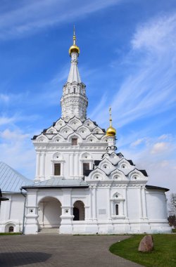 John the Baptist, 1638, ahşap bir kilisede yerine adına manastırdaki Tanrı Odigitria anne üç katmanlı tapınağı inşa edilmiştir. Yazar adı bilinmiyor. Rusya, Vyazma, Nisan 2018.