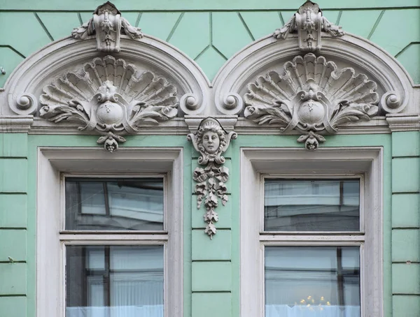 Janelas Decoração Casa Apartamento Sociedade Mercante Moscou Casa Foi Construída — Fotografia de Stock