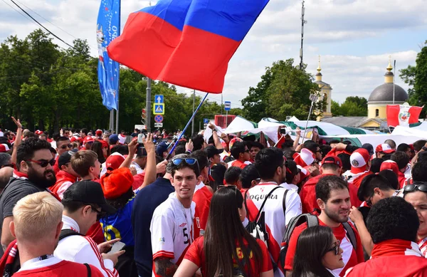 Rusia Moscú Junio 2018 Rally Aficionados Fútbol Diferentes Países Zona — Foto de Stock
