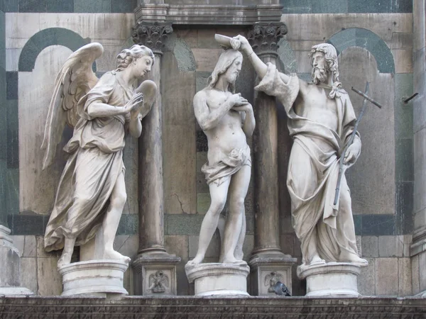 Composición Escultórica Bautismo Jesucristo Fachada Del Baptisterio Florentino Escrito Por — Foto de Stock