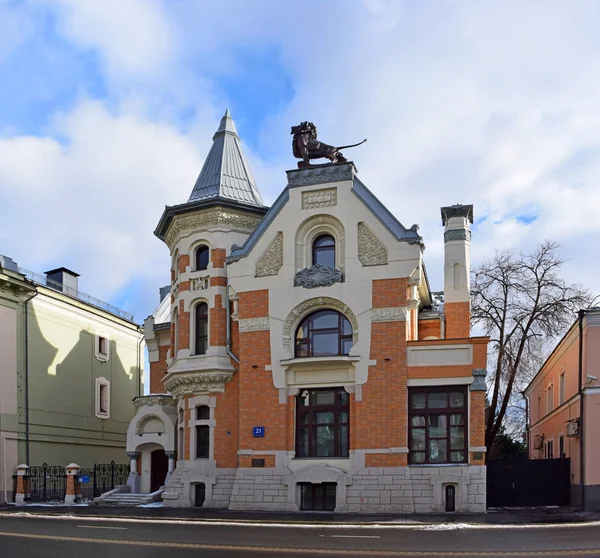 Kekushev 的房子是由建筑师列夫 凯库舍夫为他的家人建造的 这座房子是以艺术新风格制作的 俄罗斯 莫斯科 2019年3月 — 图库照片