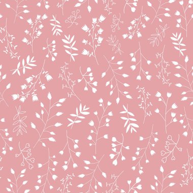 Sorunsuz İskandinav yaprak ve çiçek tasarlamak vektör. Pembe bir arka plan. İllüstrasyon.