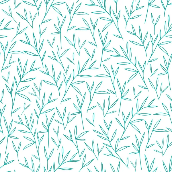 Joli Motif Feuilles Vert Linéaire Bambou Sans Couture Vecteur Illustration — Image vectorielle