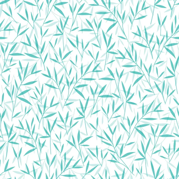 Seamless Pretty Bamboo Green Leaves Pattern Vector Illustration White Background — Stock Vector