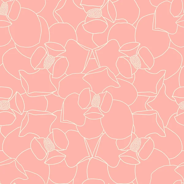 Nahtlose Magnolienblüte Mit Rosa Hintergrund Vektorillustration — Stockvektor