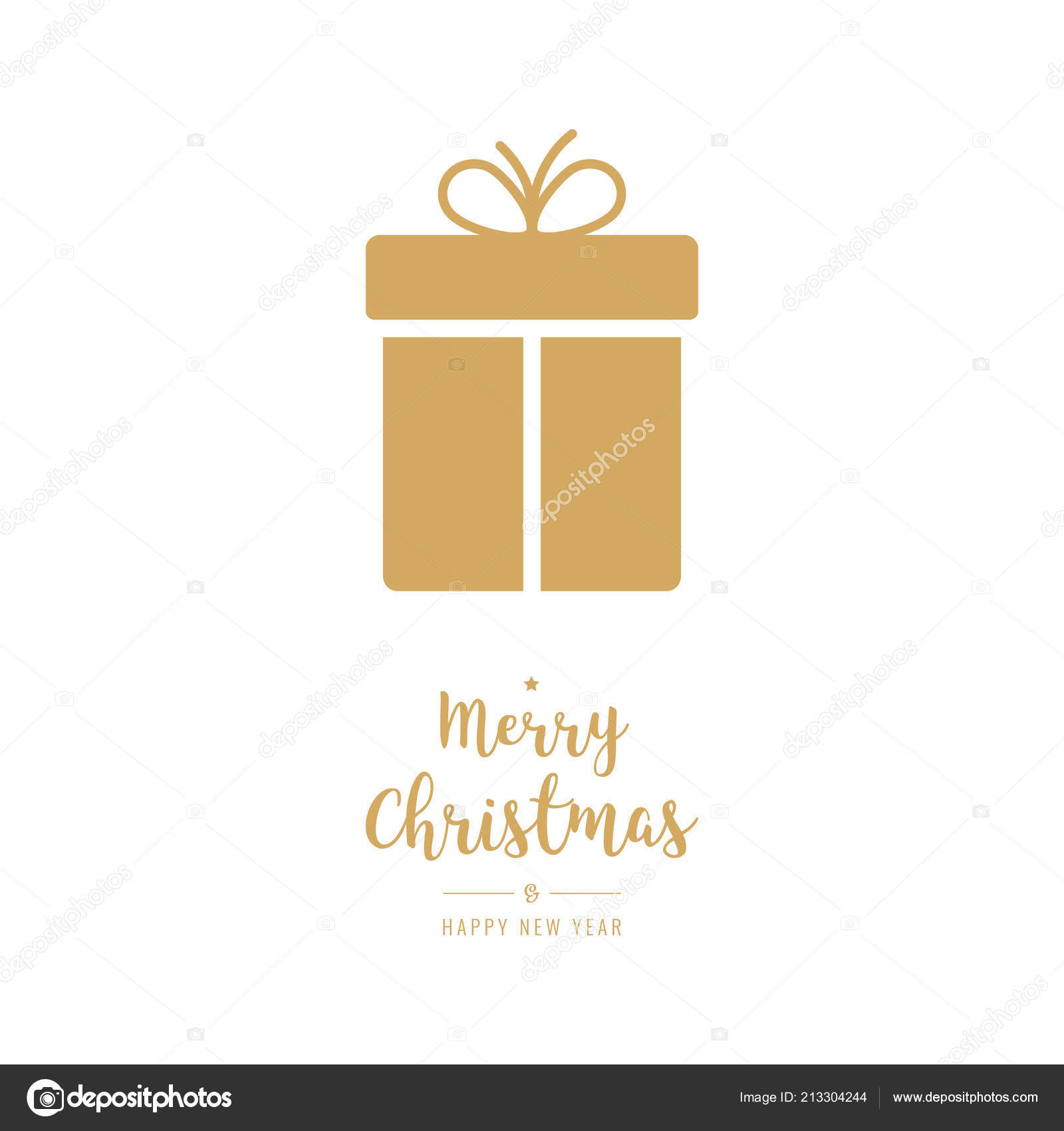 Weihnachten Geschenk Symbol Goldener Gruss Text Isoliert Hintergrund Stockvektor C Graphicgum