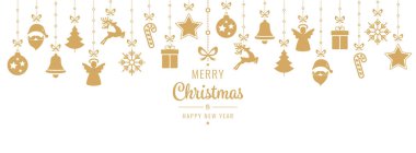 altın süsleme elemanları izole arka plan asılı tebrik Noel