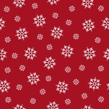 Kar taneleri seamless modeli karalama kırmızı arka plan çizim