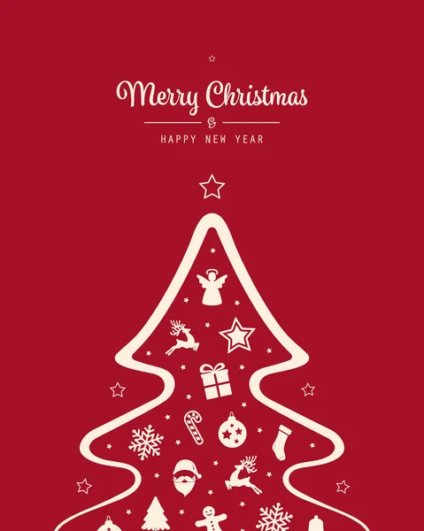 Weihnachtsbaum Ikone Elemente Roter Hintergrund — Stockvektor
