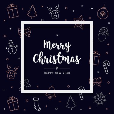 Noel simgesi öğeleri metin çerçeve arka plan tebrik kartı