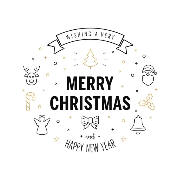 Joyeux Noël Saluant Texte Ornements Icônes Fond Blanc — Image vectorielle