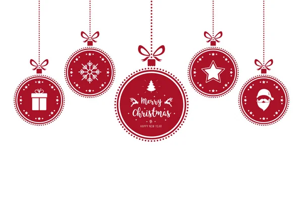 圣诞节祝愿装饰品红色的小东西垂悬被隔绝的白色背景 — 图库矢量图片