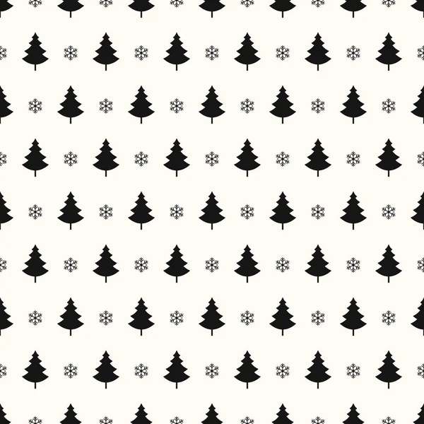 Árbol Navidad Copos Nieve Patrón Sin Costuras — Vector de stock