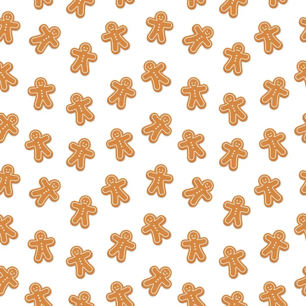 Gingerbread Man Cookie Seamless Pattern Isolated Background — Stock Vector