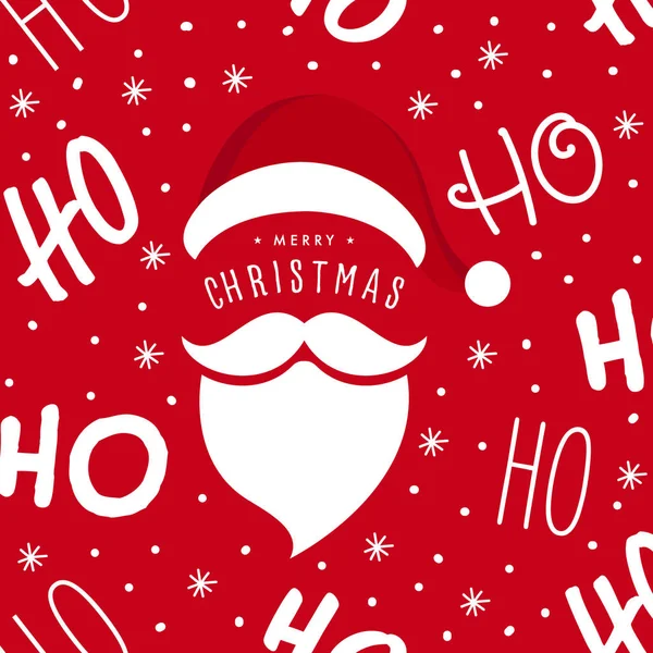 Ho ho ho Santa Claus laugh hat and beard seamless texture patter — Stock Vector