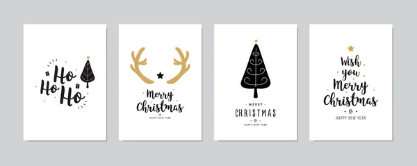 クリスマスと幸せな新年の挨拶カードのセット文字の書道装飾的な装飾要素と. — ストックベクタ