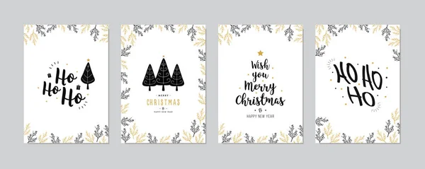 Ensemble de cartes de voeux de Noël et bonne année avec des éléments décoratifs calligraphie lettrage ornement . — Image vectorielle