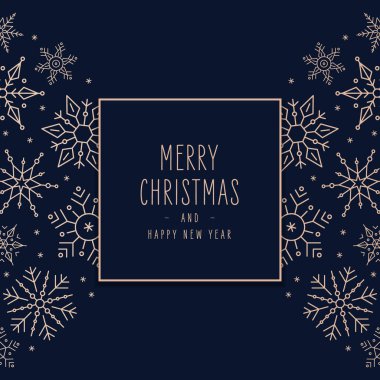 Noel kar taneleri unsurları süsledi Mavi arkaplanda tebrik kartı
