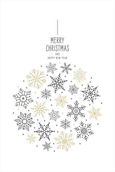 Christmas snowflakes elements ornaments greeting card set on white background — Stock Vector