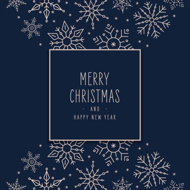Noel kar taneleri unsurları süsledi Mavi arkaplanda tebrik kartı
