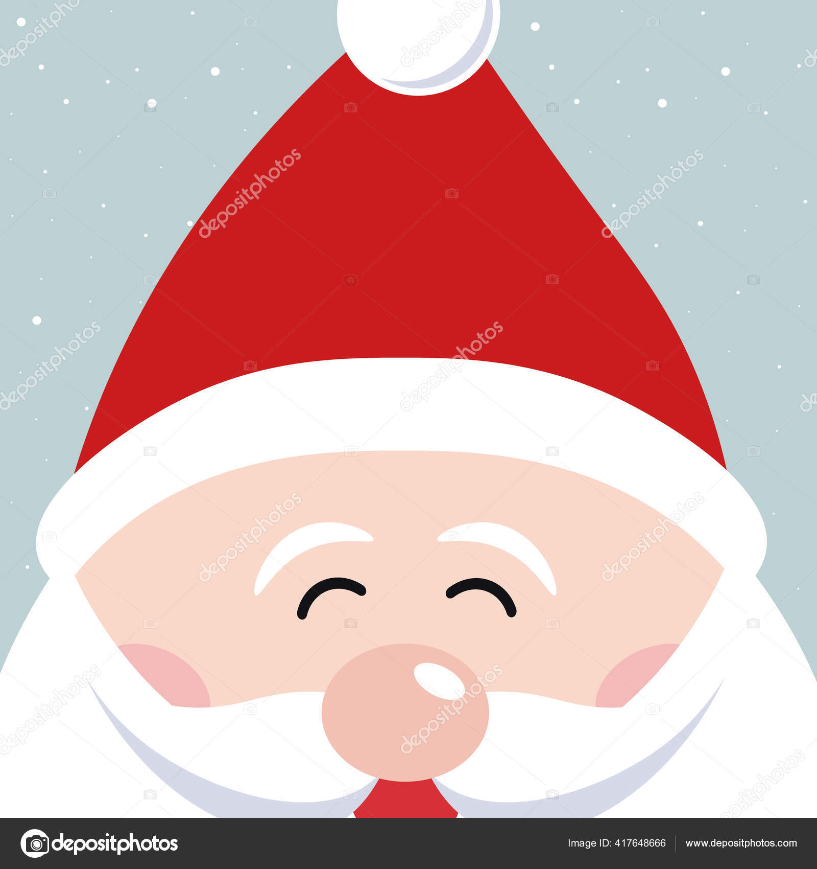 Santa Claude Mignon Dessin Anime Joyeux Noel Salutations Fond Neigeux Image Vectorielle Par Graphicgum C Illustration