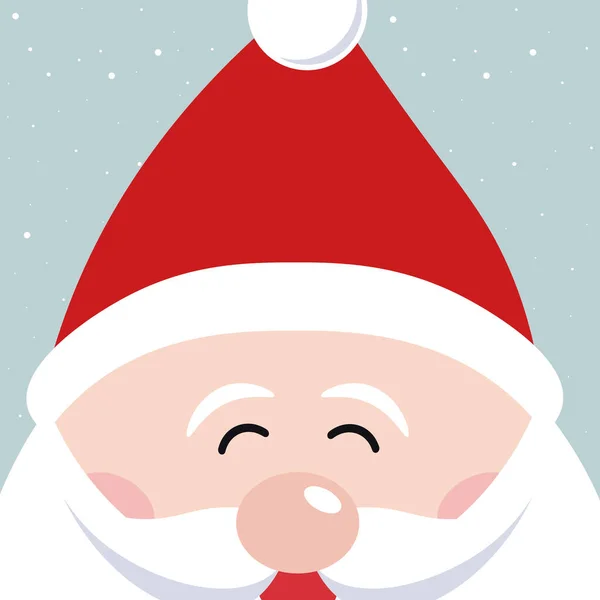 Papai Noel Bonito Desenho Animado Feliz Natal Saudações Fundo Nevado —  Vetores de Stock