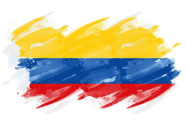 Bandera Colombia Diseñada Con Efecto Pincelada —  Fotos de Stock