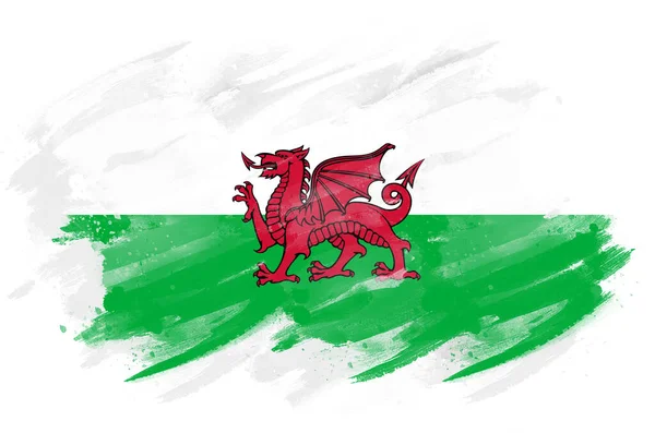 Wales Zászló Tervezett Ecsettel Stroke Hatás — Stock Fotó