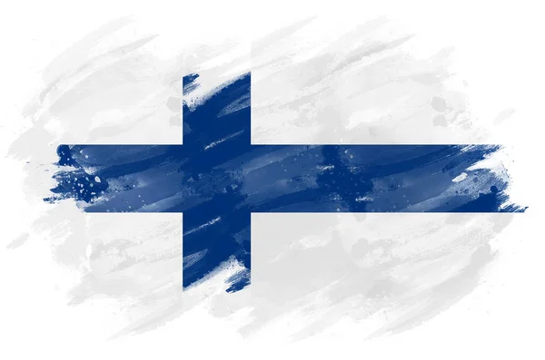 Finlandiya Bayrağı Fırça Darbesi Etkisi Ile Tasarlandı — Stok fotoğraf