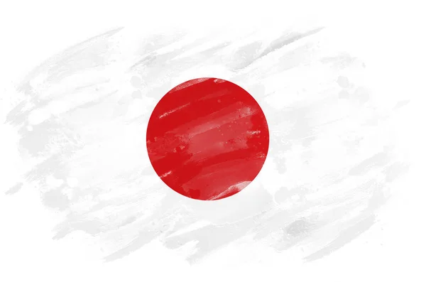 Japońska Flaga Zaprojektowana Efektem Pociągnięcia Pędzla — Zdjęcie stockowe
