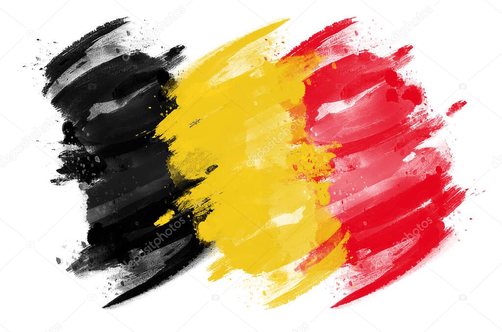 Belgium flag designed with a brush Stroke effect