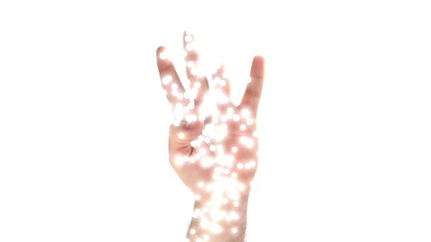 Glitter Effekt Sekunder Nedräkning Gjort Med Handen Isolerad Vit Bakgrund — Stockvideo