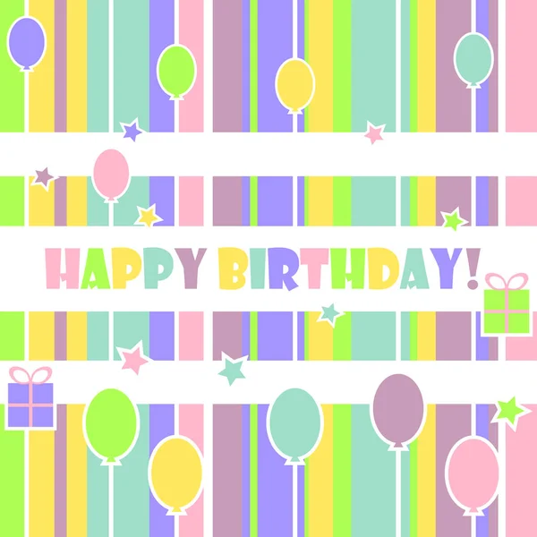 Kartka Urodzinowa Prezentami Balonami — Zdjęcie stockowe