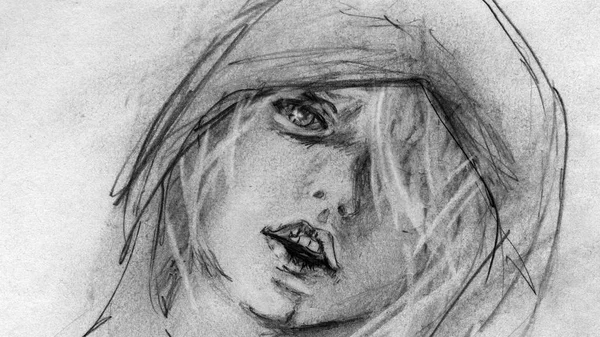 Portrait Garçon Dessiné Crayon — Photo