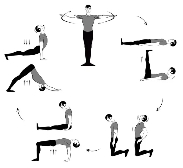 重生之眼 五个练习的向量集 以改善和振兴身体 — 图库矢量图片