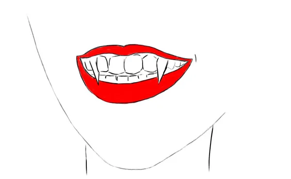 Lose Smile Vampire Fangs — Stock Photo, Image