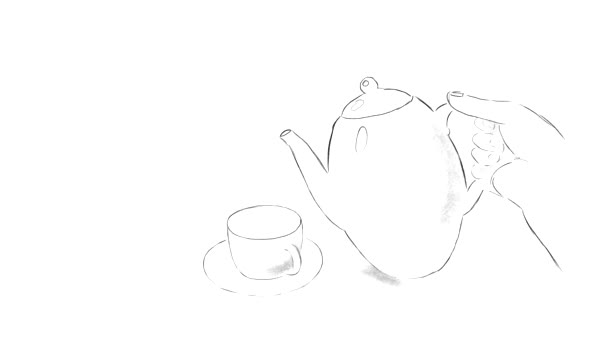 急須から茶碗に茶を注ぐ手の動きアニメーション — ストック動画
