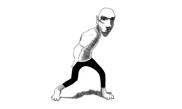 Hareket Halindeki Bir Adamın Donmuş Figürü Kalem Çizimi — Stok fotoğraf