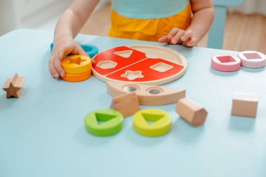 küçük kız ahşap çok renkli sorter Güvenli doğal ahşap çocuk oyuncakları toplar